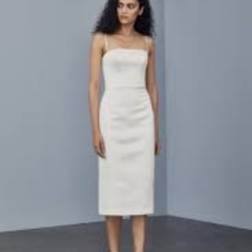 Amsale Duchess Satin Sheath Dress Size 0 NWT